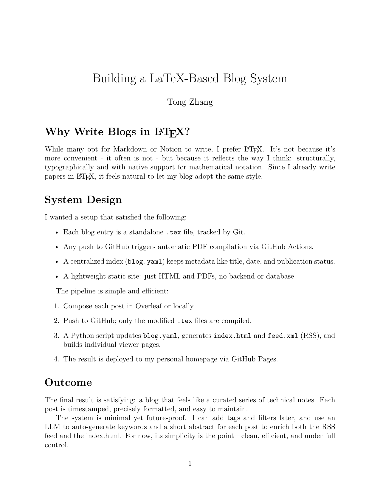 Building a LaTeX-Based Blog System - page 1