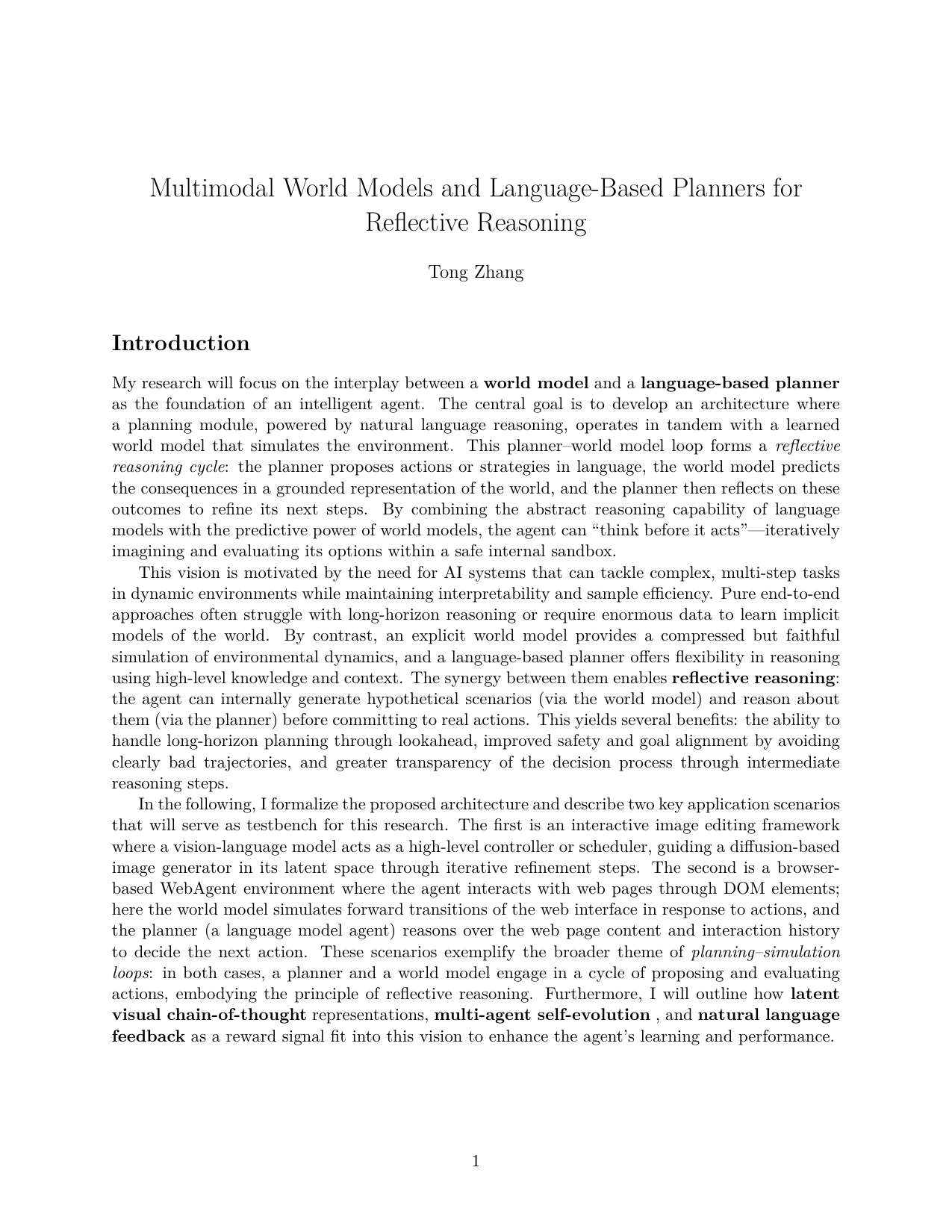 Multimodal World Models and Language-Based Planners for Reflective Reasoning - page 1