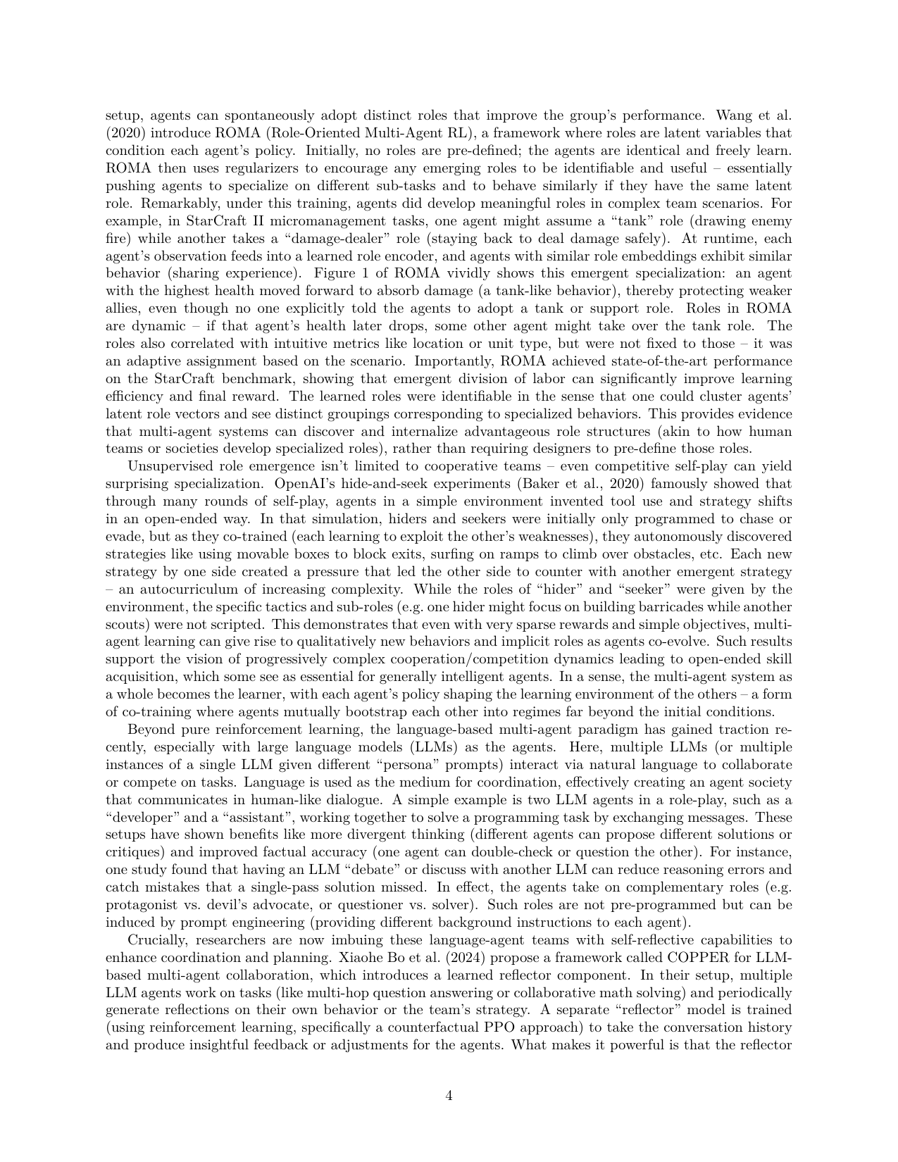 Progression from Sparsity-Based Modularity to Emergent Multi-Agent Roles - page 4
