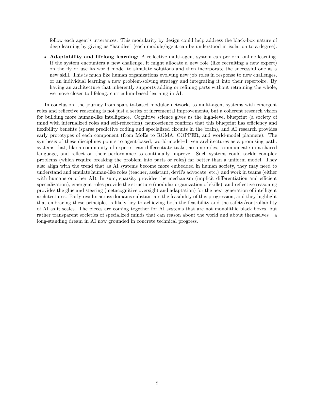 Progression from Sparsity-Based Modularity to Emergent Multi-Agent Roles - page 8