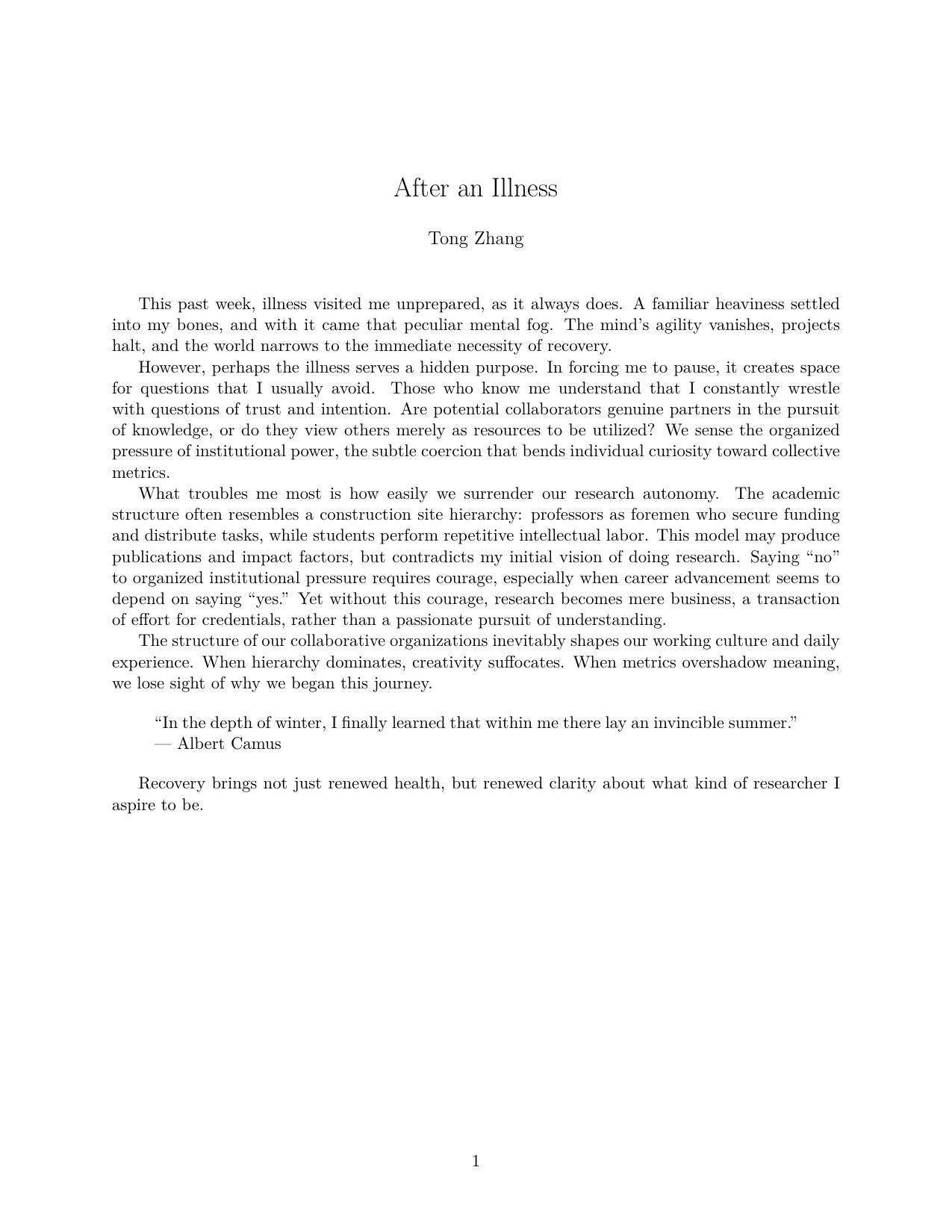 After an Illness - page 1